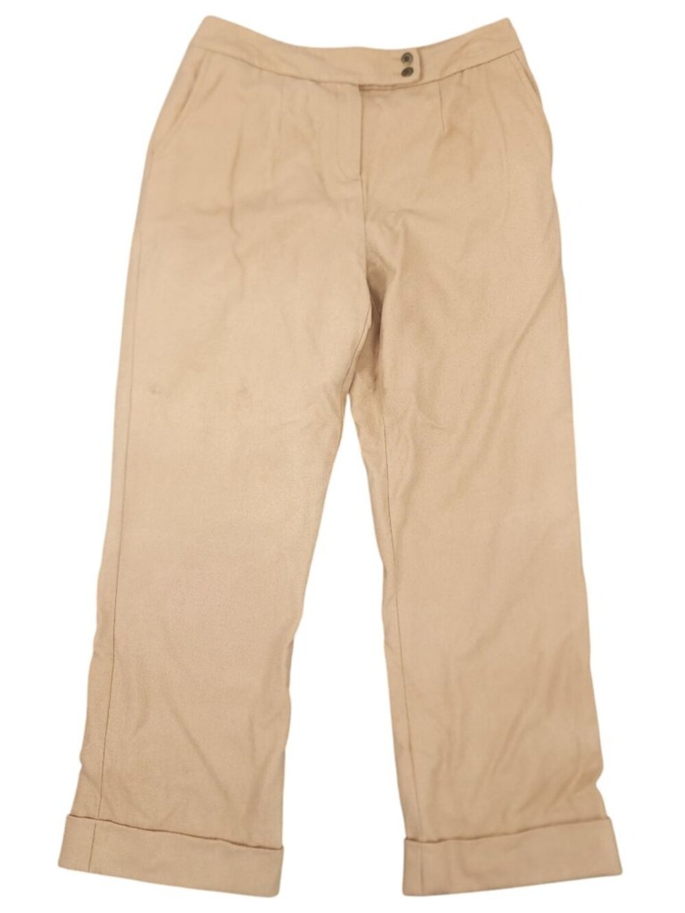 Vintage Harve Benard by Benard Holtzman Tan Wide Leg Cuffed Wool Blend Pants 10